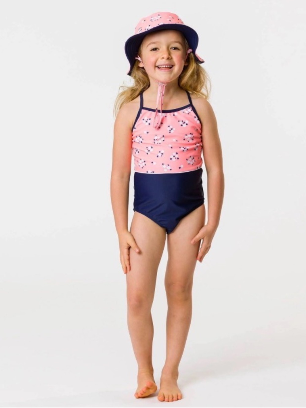 Snapper Rock Ditsy Coral Classic Crossback Swimsuit Navy Colorblock - Sz 10